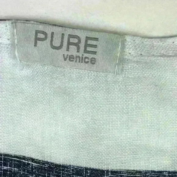 Pure Venice 100% Linen Kimono Jacket Blue and White Striped No Size Tag - Picture 6 of 6